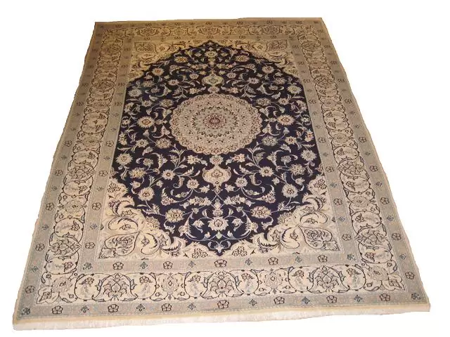 Nain carpet with wool and silk from Iran 