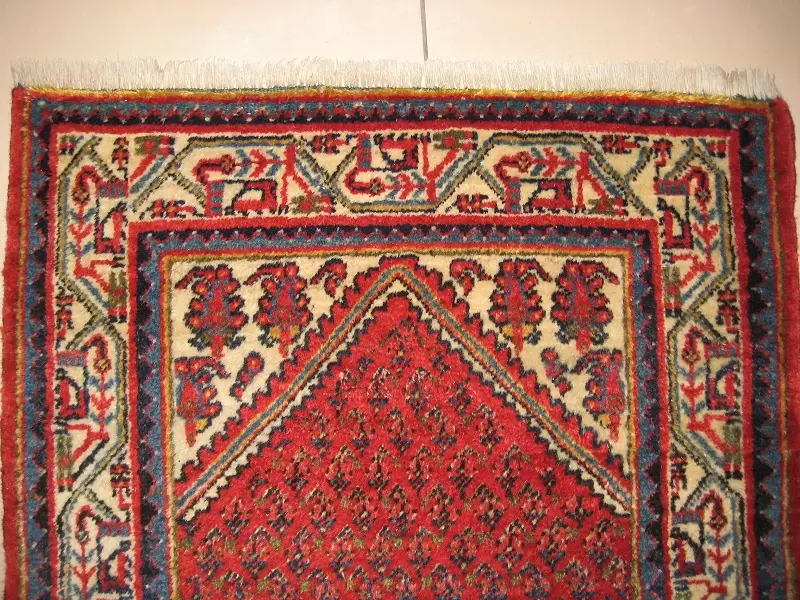 After repair: Oriental rug with beautifully re-secured and neat fringes.