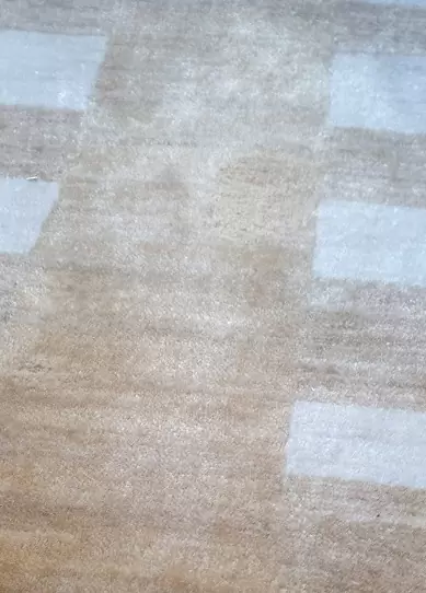 After repair: Carpet with moth damage seamlessly restored, pile fully rewoven.